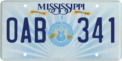 MS license plate OAB341