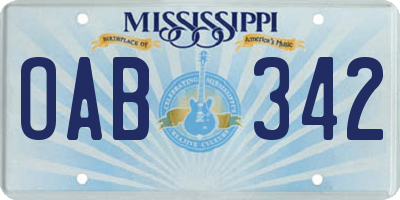 MS license plate OAB342