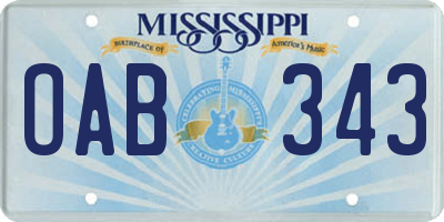 MS license plate OAB343