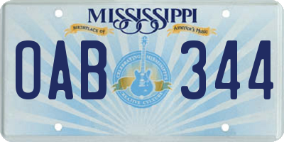 MS license plate OAB344