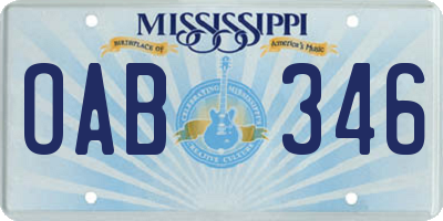 MS license plate OAB346
