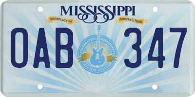 MS license plate OAB347