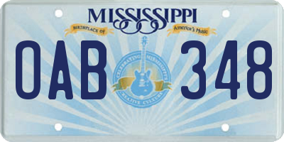 MS license plate OAB348