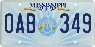 MS license plate OAB349