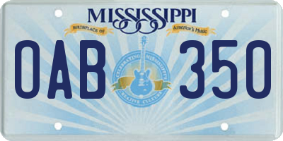MS license plate OAB350