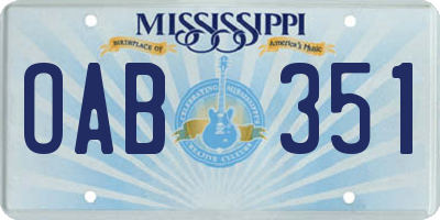 MS license plate OAB351