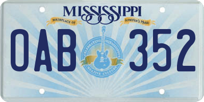 MS license plate OAB352