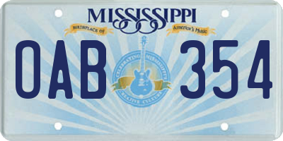 MS license plate OAB354