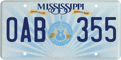 MS license plate OAB355