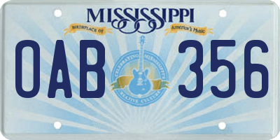 MS license plate OAB356