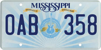 MS license plate OAB358