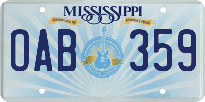 MS license plate OAB359