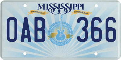 MS license plate OAB366