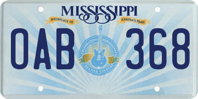MS license plate OAB368