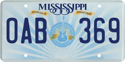 MS license plate OAB369