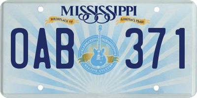 MS license plate OAB371
