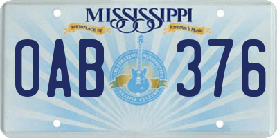 MS license plate OAB376