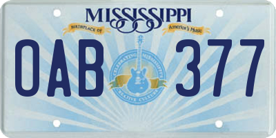 MS license plate OAB377