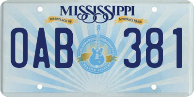 MS license plate OAB381