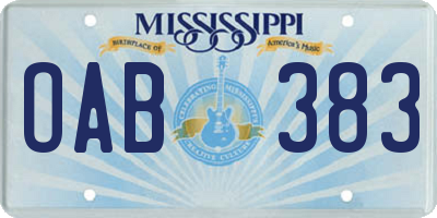 MS license plate OAB383