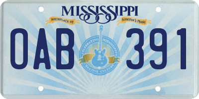 MS license plate OAB391