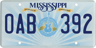 MS license plate OAB392