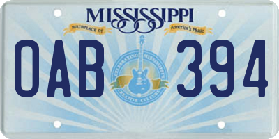 MS license plate OAB394