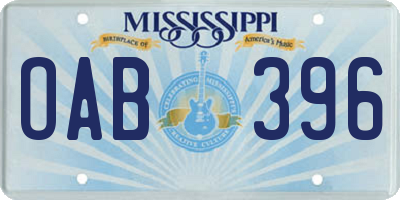 MS license plate OAB396