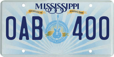 MS license plate OAB400