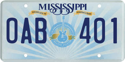 MS license plate OAB401