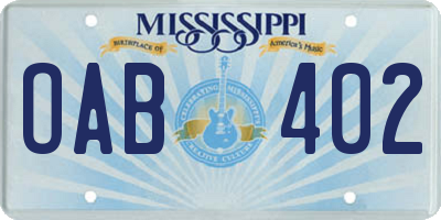 MS license plate OAB402