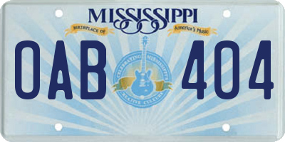 MS license plate OAB404