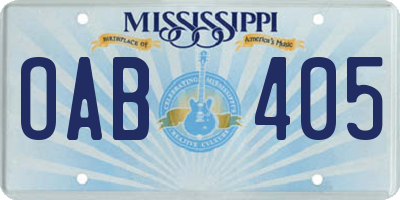 MS license plate OAB405
