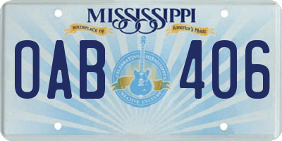 MS license plate OAB406