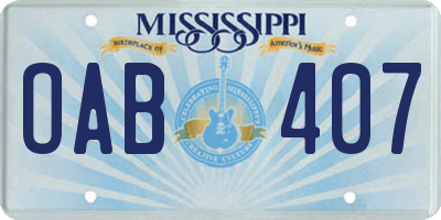 MS license plate OAB407