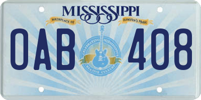 MS license plate OAB408
