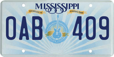 MS license plate OAB409