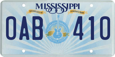 MS license plate OAB410