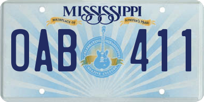 MS license plate OAB411