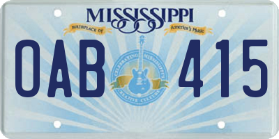 MS license plate OAB415