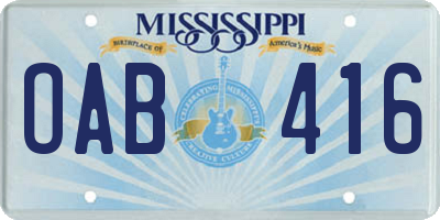 MS license plate OAB416