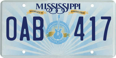 MS license plate OAB417