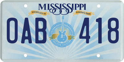 MS license plate OAB418