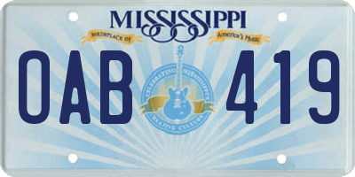 MS license plate OAB419