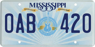 MS license plate OAB420