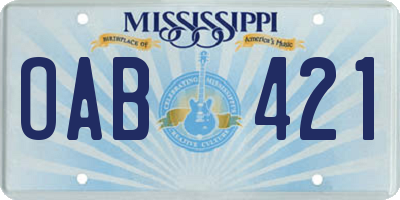MS license plate OAB421