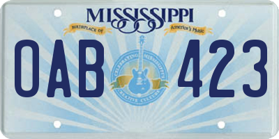 MS license plate OAB423