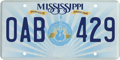 MS license plate OAB429