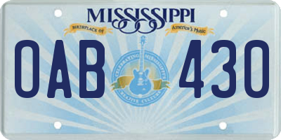 MS license plate OAB430