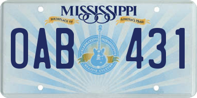 MS license plate OAB431